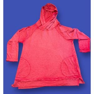 Soft Surroundings Sweater Plus Size 1X Pullover Lightweight Hoodie Melon Coral